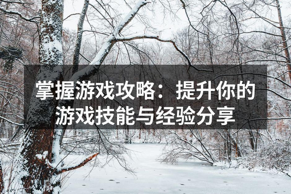 掌握游戏攻略：提升你的游戏技能与经验分享